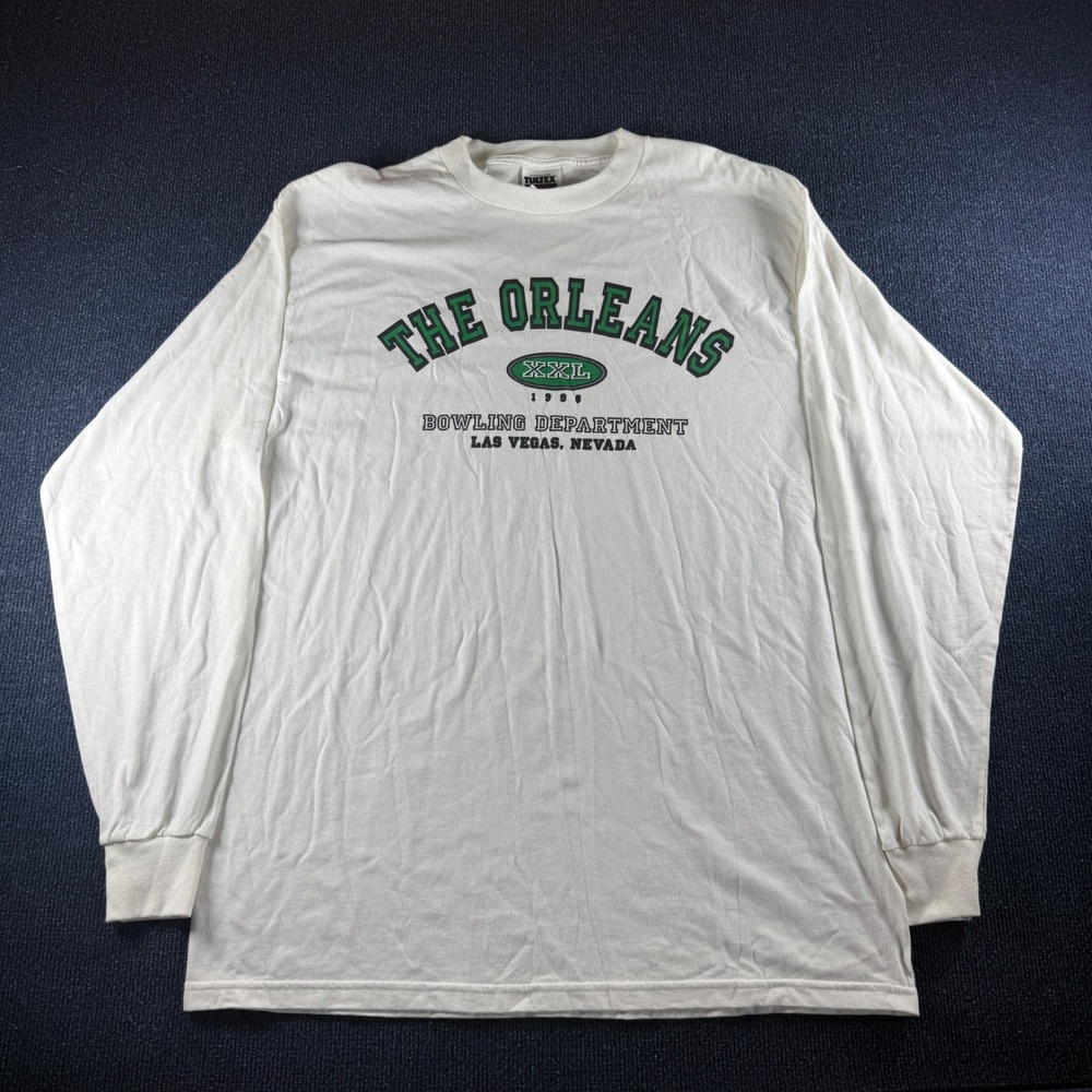 Vintage 1996 Tultex The Orleans Las Vegas Bowling Long Sleeve T-Shirt White XL